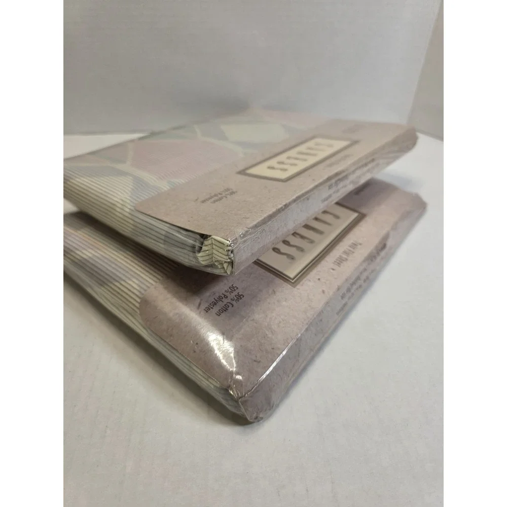 1990's Vintage Mervyns Caress Twin Flat Sheet Lot Of 2 Geometric Pastel NOS